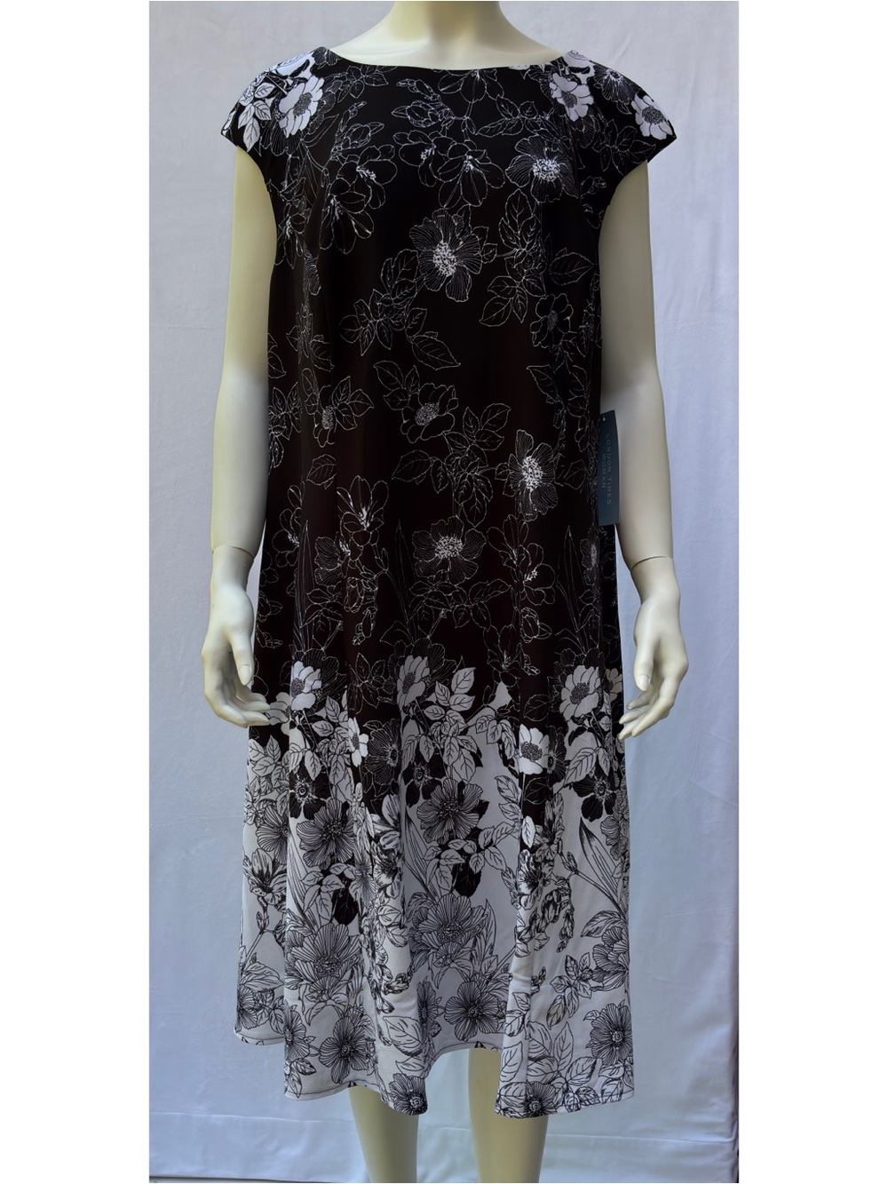 London Times Women's A-line Dress Floral Black & White Size 22W MSRP $89 - Picture 2 of 12